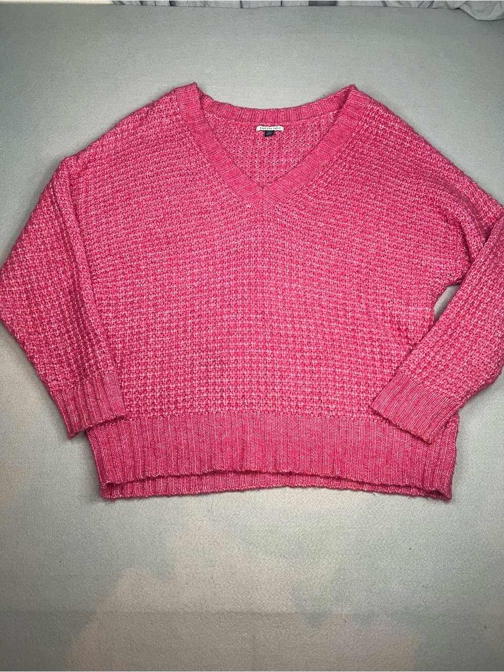 American Eagle pink waffle knit oversized sweater size Small